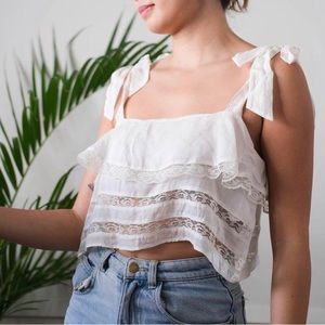 REFORMATION WHITE LACE TOP
